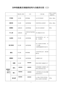 各种细胞器及细胞核结构与功能的比较(三)