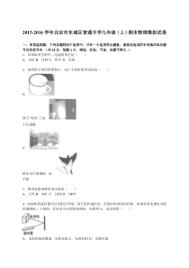 北京市东城区普通中学2016届九年级(上)期末物理模拟试卷【解析版】