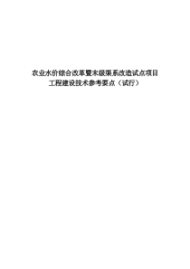 农业水价综合改革暨末级渠系改造试点项目