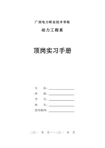 动力系顶岗实习手册2011版(辅控运行岗)