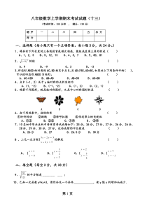 北师大版八年级数学上学期期末考试复习试题(十三)