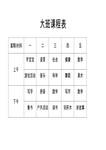 幼儿园各班级课程表