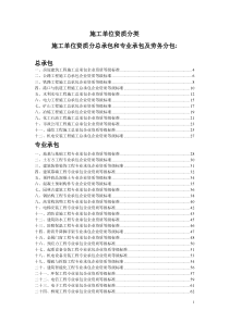 施工单位资质分类(承包范围)