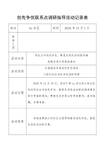 创先争优联系点调研指导活动记录表