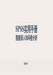 SPSS实用手册：数据录入和问卷分析