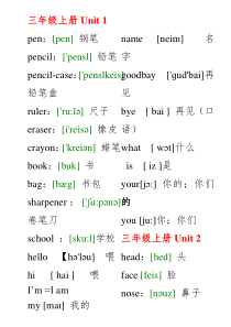 人教版小学英语单词表带音标