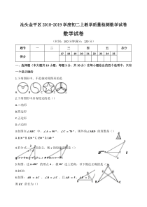 汕头金平区2018-2019学度初二上教学质量检测数学试卷