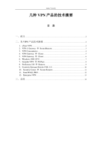 几种VPN产品的技术摘要对比