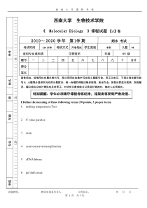 分子生物学试卷(英文)