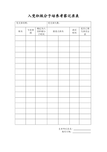 入党积极分子培养考察记录表