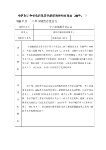 全区创先争优先进基层党组织推荐和审批表