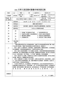 全国各大学入党发展对象集中培训登记表