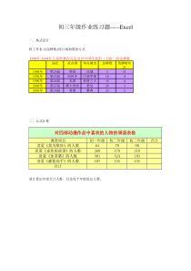 初三年级作业练习题-----Excel