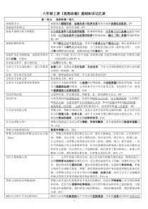 八年级政治上册基础知识识记表