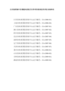 公共场所集中空调通风系统卫生学评价机构技术评估合格单位