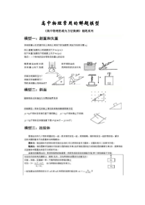 高中物理常用的解题模型