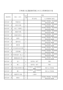 吉林成大弘晟能源有限公司人力资源需求计划