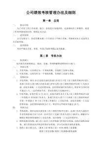 公司绩效考核管理办法及细则