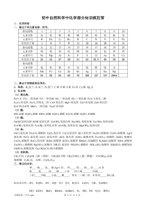 初中自然科学中化学部分的知识疯狂背(教师用)