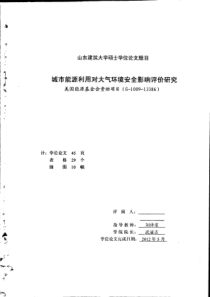 城市能源利用对大气环境安全影响评价研究