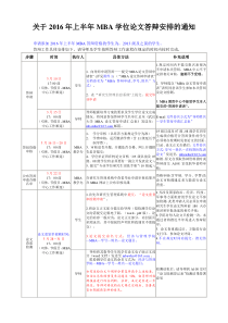 关于2016年上半年MBA学位论文答辩安排的通知