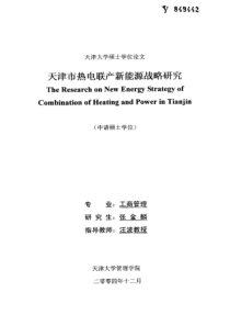 天津市热电联产新能源战略研究