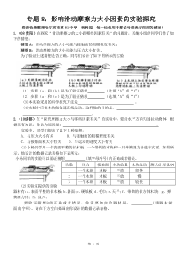 专题8：影响滑动摩擦力大小因素的实验探究