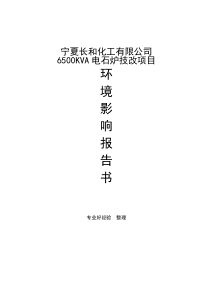 宁夏长和化工有限公司6500KVA电石炉技改项目环境影响报告书