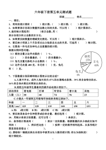 六年级下册第五单元扇形统计图测试题