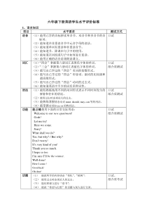 六年级下册英语学生水平评价标准