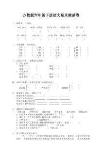 六年级下册语文期末试卷(21)