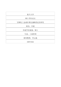 宝钢化工总成本领先战略的定位研究