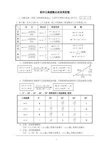 初中三角函数公式及其定理