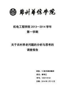 关于农村养老问题的分析与思考的调查报告