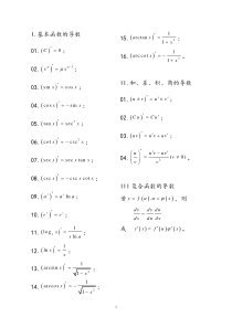 高等数学求导公式打印版