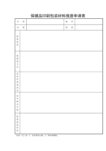 保健品印刷包装材料报废申请表