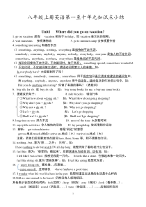 八上Units1-10单元知识点期末复习总结