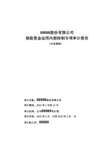 保险资金运用内部控制专项审计报告(2016参考提纲)