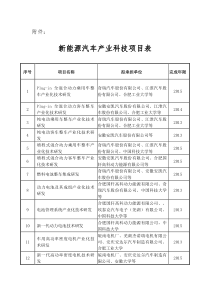 新能源汽车产业科技项目表doc-附件：