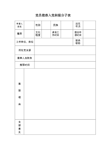 党员推荐入党积极分子表