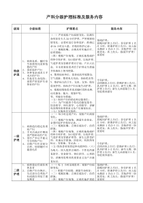 产科分级护理标准及服务内容最新版