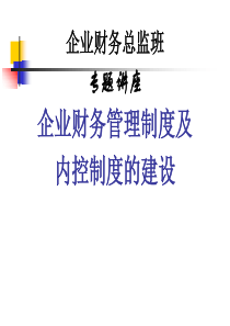 企业财务总监班专题讲座企业财务管理制度及内控制度的建设