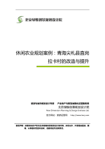 休闲农业规划案例青海尖札县直岗拉卡村的改造与提升