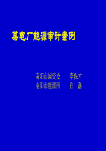 某电厂能源审计案例PPT-某电厂能源审计实例