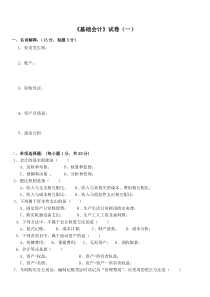 会计岗位综合实训-基础会计学基础会计试卷01