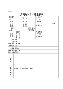 人民陪审员人选推荐表