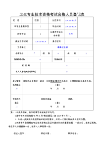 2017年卫生专业技术资格考试合格登记表填表说明