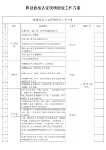 保健食品认证现场检查方案