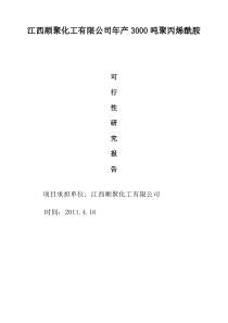 江西顺聚化工有限公司年产3000吨聚丙烯酰胺可行性研究