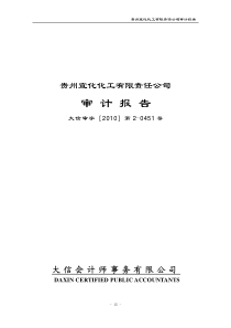 湖北宜化：贵州宜化化工有限责任公司审计报告 XXXX-08-06